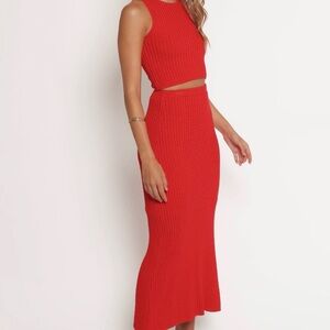 Petal & Pup Vibrant Red Knit Skirt Set